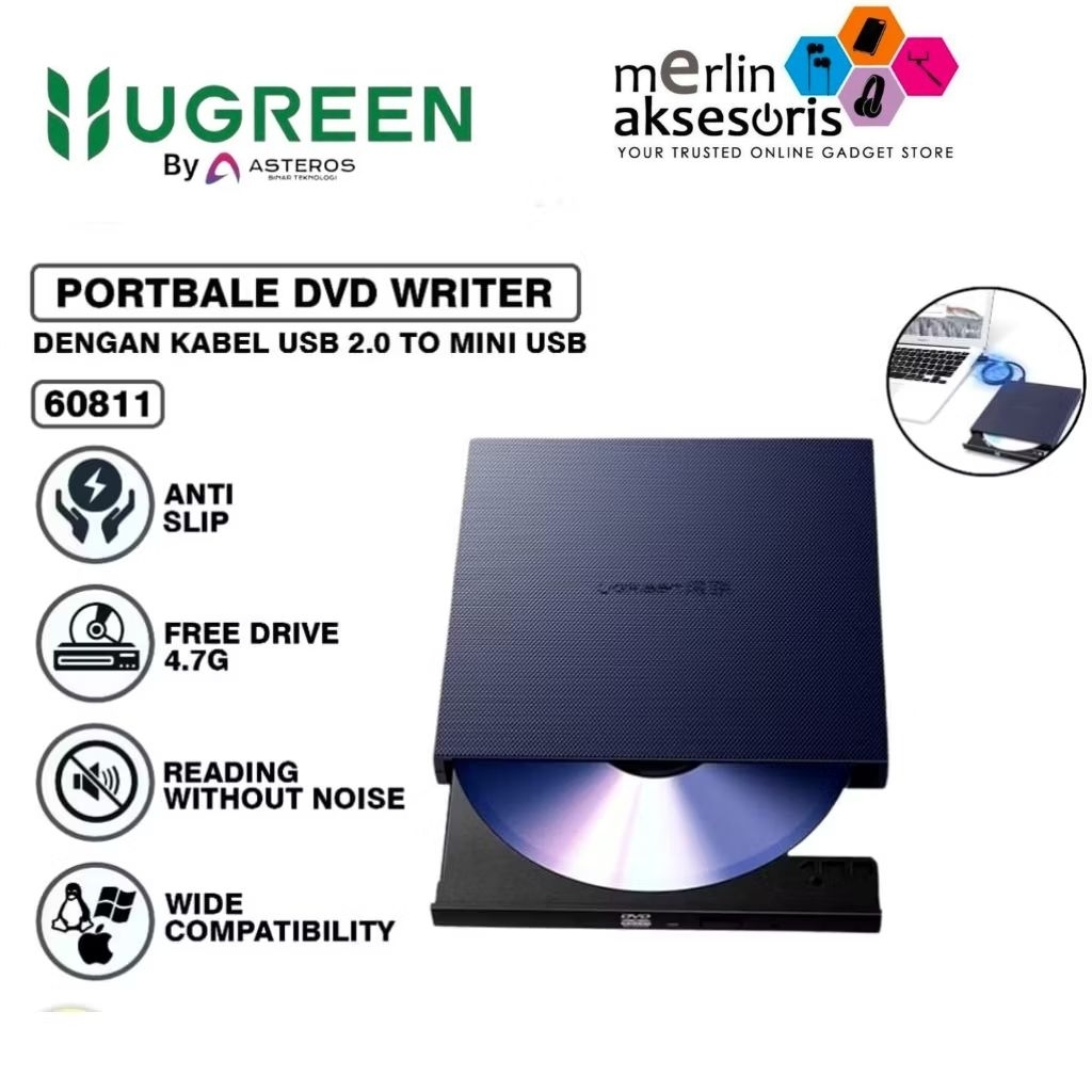 Ugreen 60811 Portable DVD Writer CD Rom External