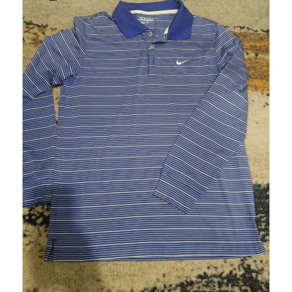 Baju kerah Nike golf striped long Sleeve pria