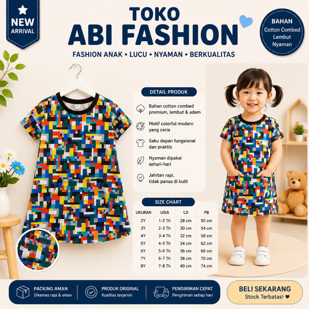 DRESS ANAK CEWEK / BAJU PEREMPUAN 1-4 TAHUN IMPORT