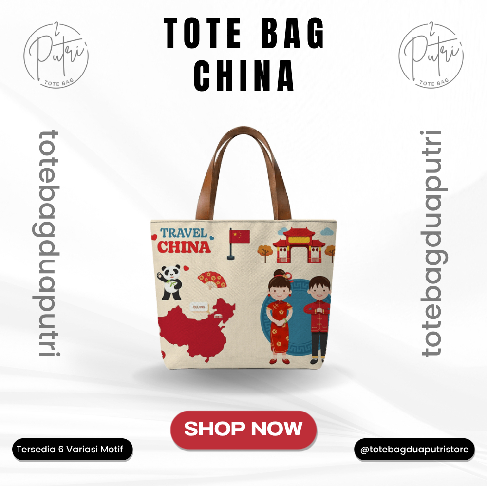 Totebag Kanvas Souvenir China Tas Canvas Oleh Oleh Cina