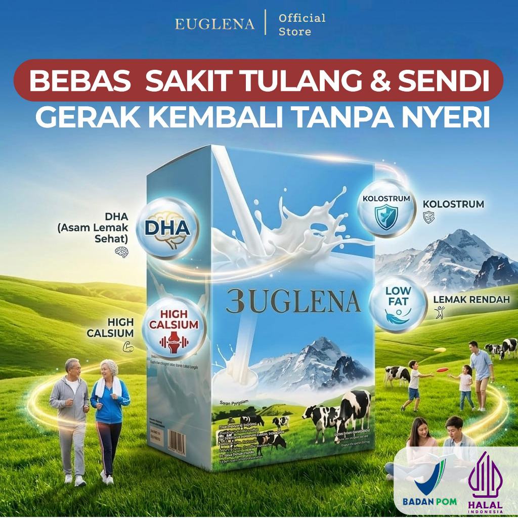 EUGLENA Susu Tulang Sendi Lutut Lansia Menstabilkan Kadar Gula Kolostrum Kalsium Tinggi Aman dilambu