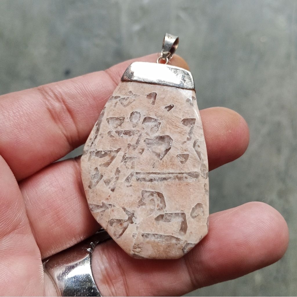 liontin perak, batu natural motif unik antik keren