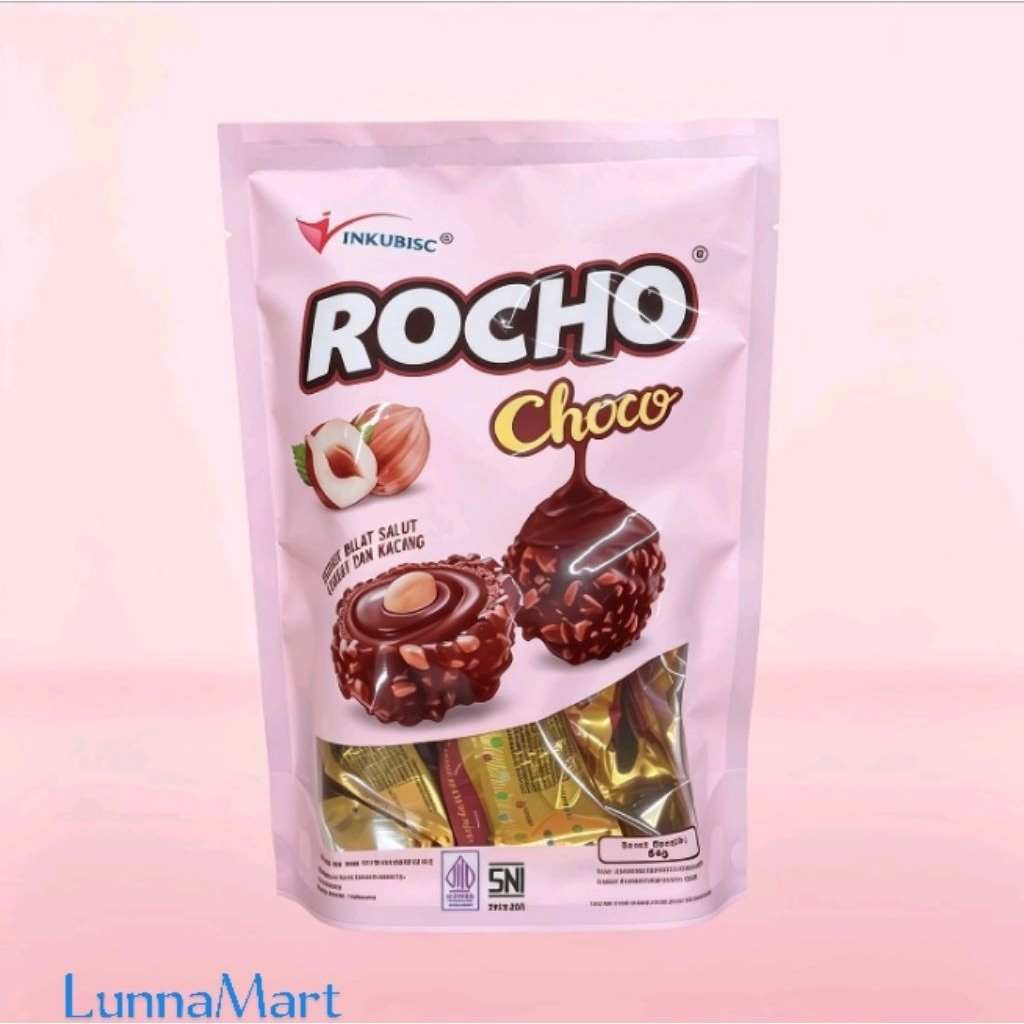 ROCHO CHOCO WAFER BULAT COKLAT KACANG 84 GRAM