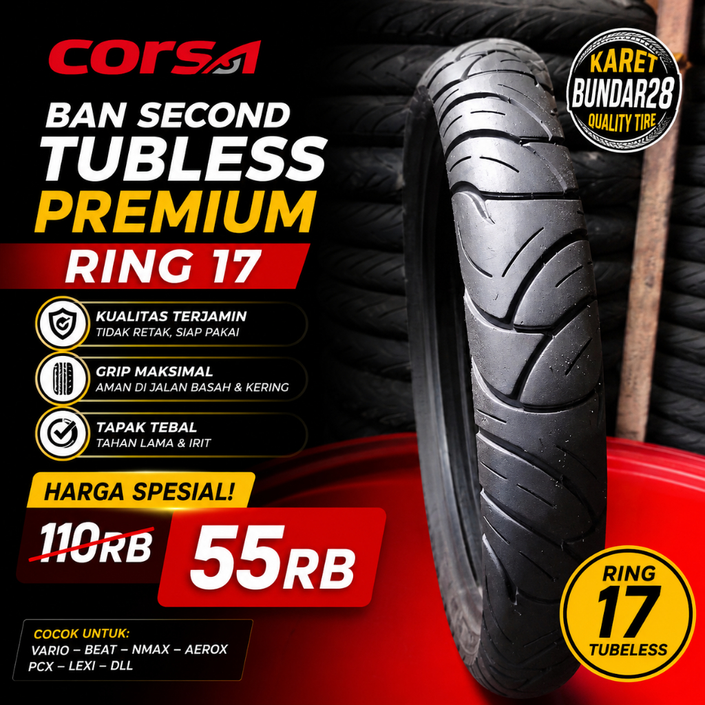 Ban second tubbeles ukuran ring 17 mrk corsa
