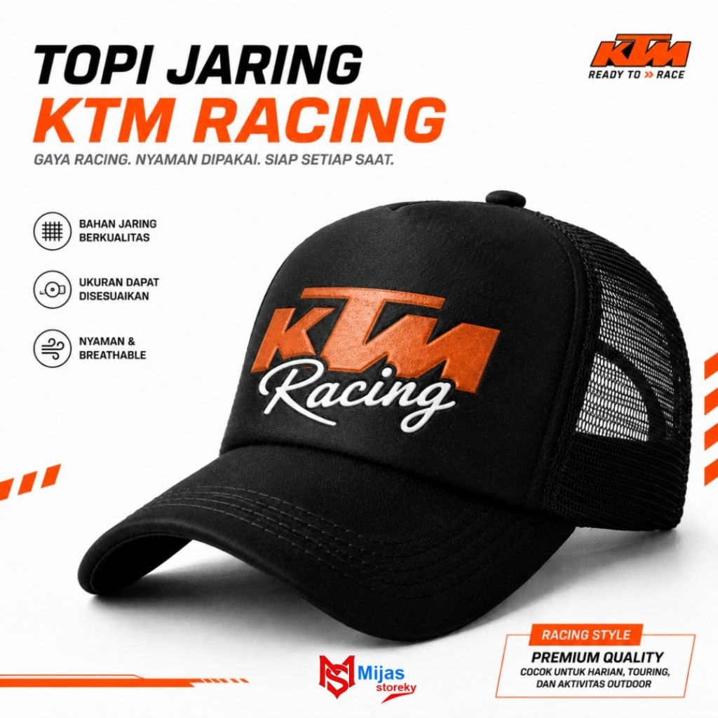 topi jaring KTM motor//topi motor//topi ktm