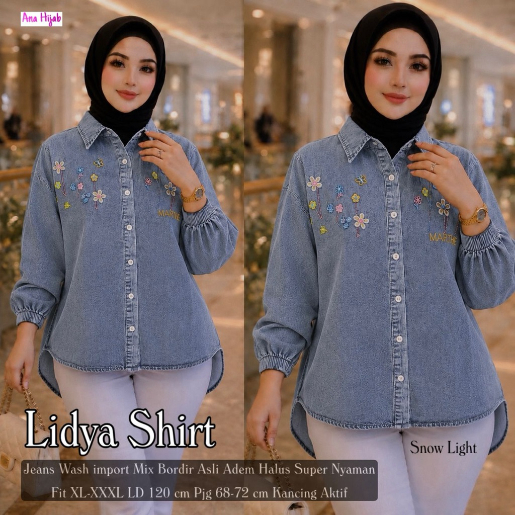 Lidya Shirt Baju Atasan Wanita Jeans Premium by Ana