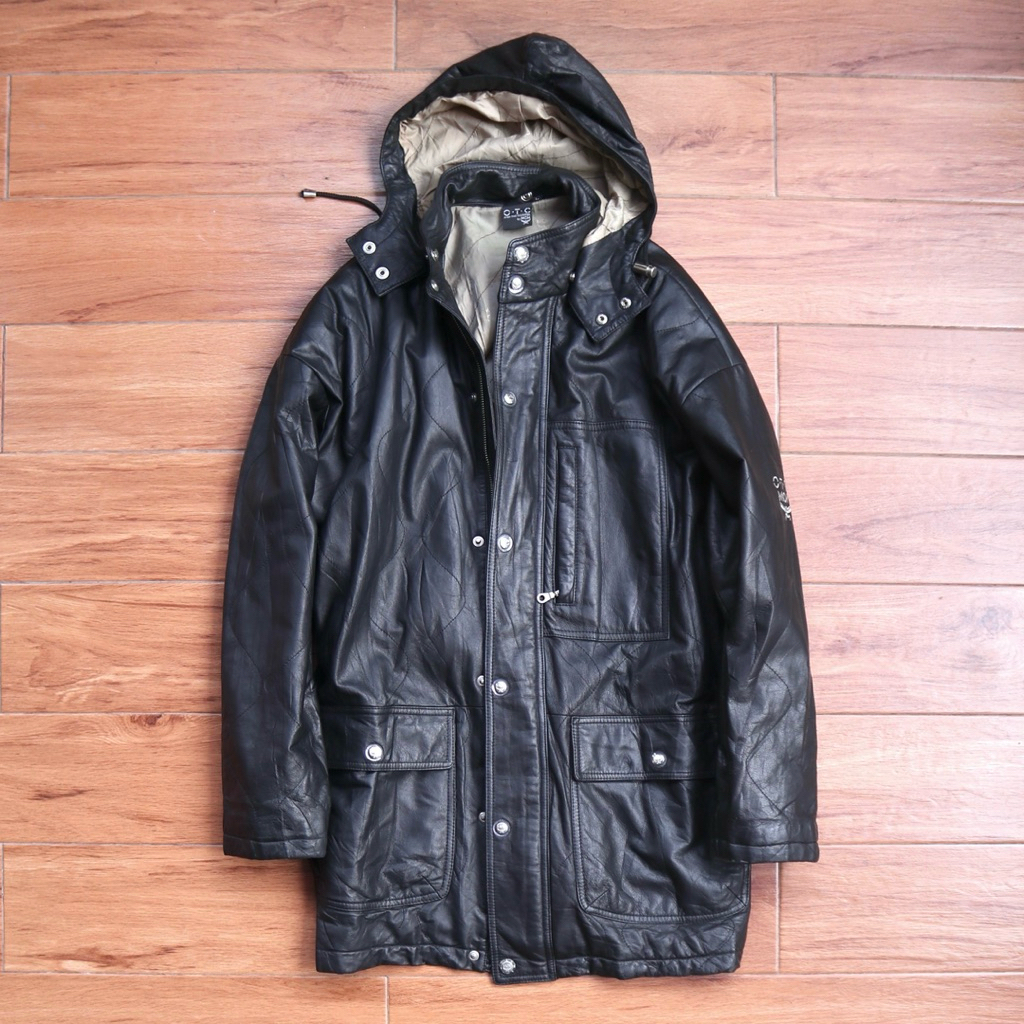 MCM kulit sapi XL Jaket kulit asli casual hip hop style mafia RARE long coat vintage parka mafia saf