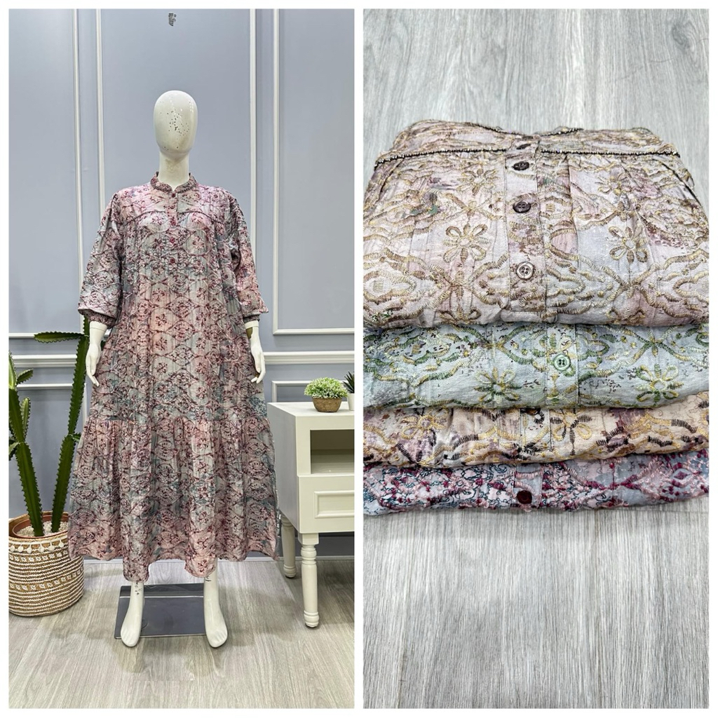 ready stock gamis salvina jumbo crespo bordir