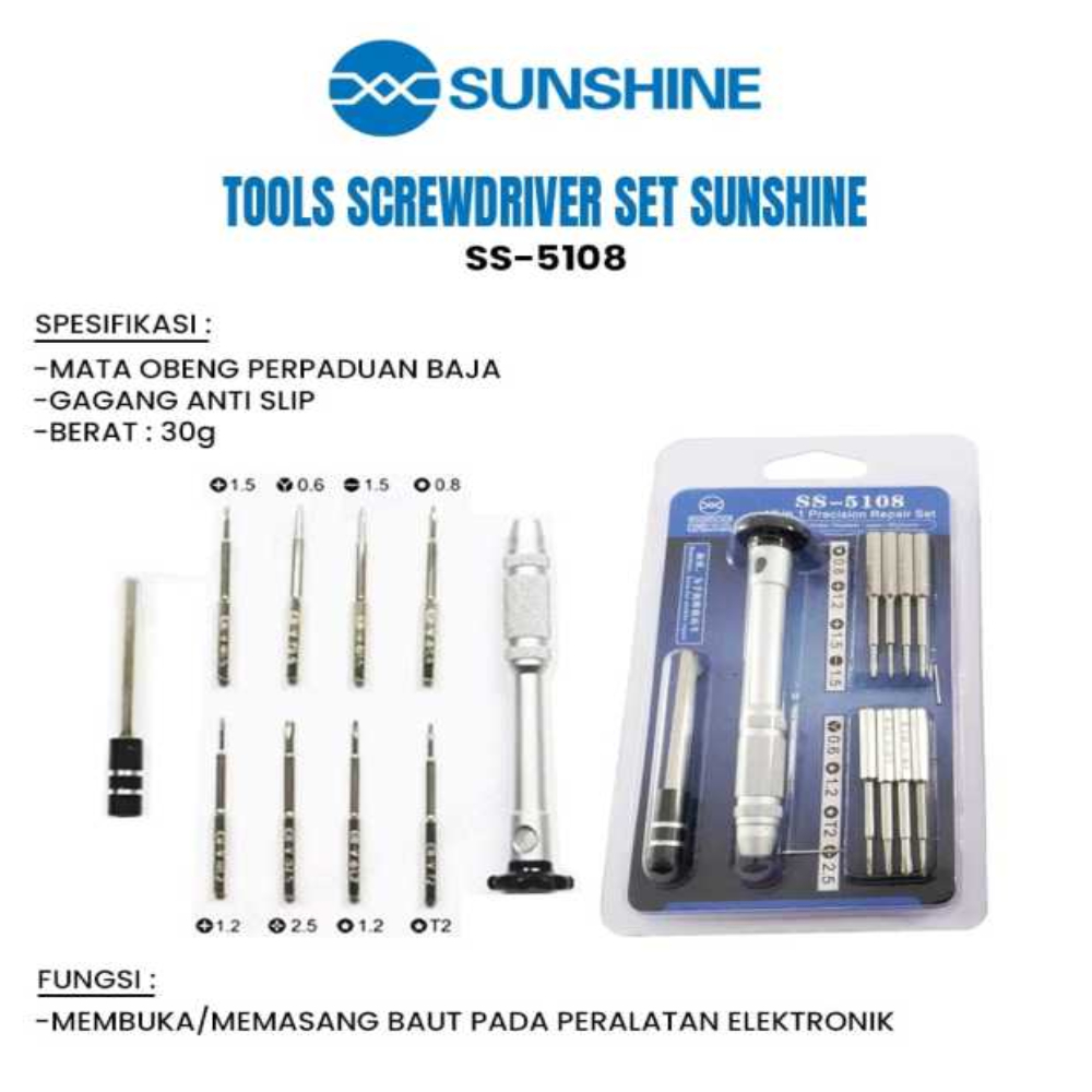Obeng Service HP Lengkap / Obeng Set Henphone Obeng Set SUNSHINE SS-5108
