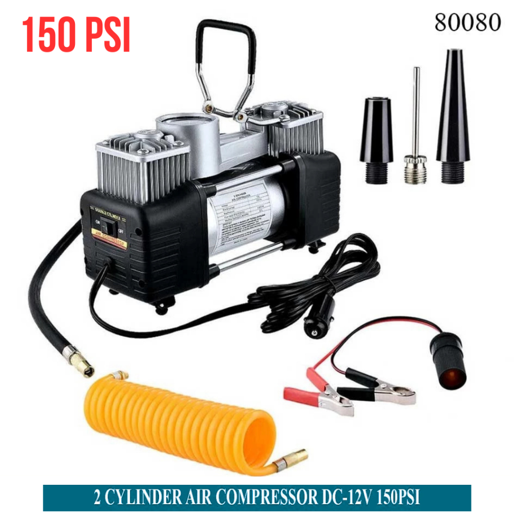 NEW HIGH Preasure Pompa Ban Kompresor Angin 2 Silinder Pompa Mini 12V Heavy Air Compressor 150 PSI