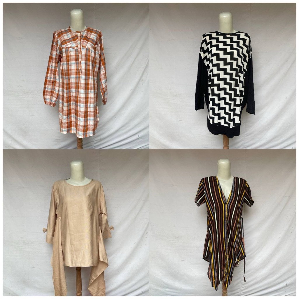 (Katalog 140) Tunik Kotak Wanita Lengan Panjang Tunik Kotak Wanita Tunik Kotak Wanuta Jumbo Oversize