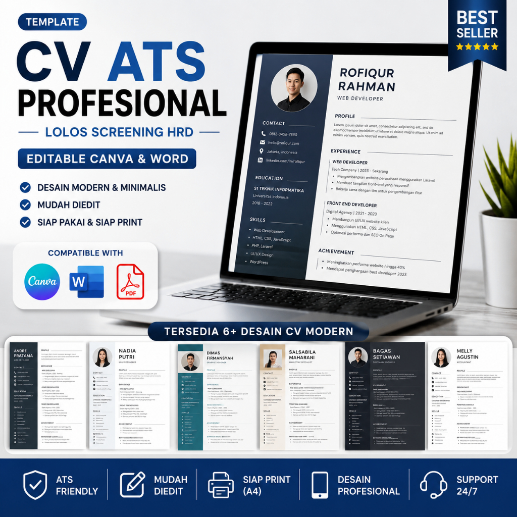 Jasa Desain Template CV ATS Profesional Editable Canva Word PDF