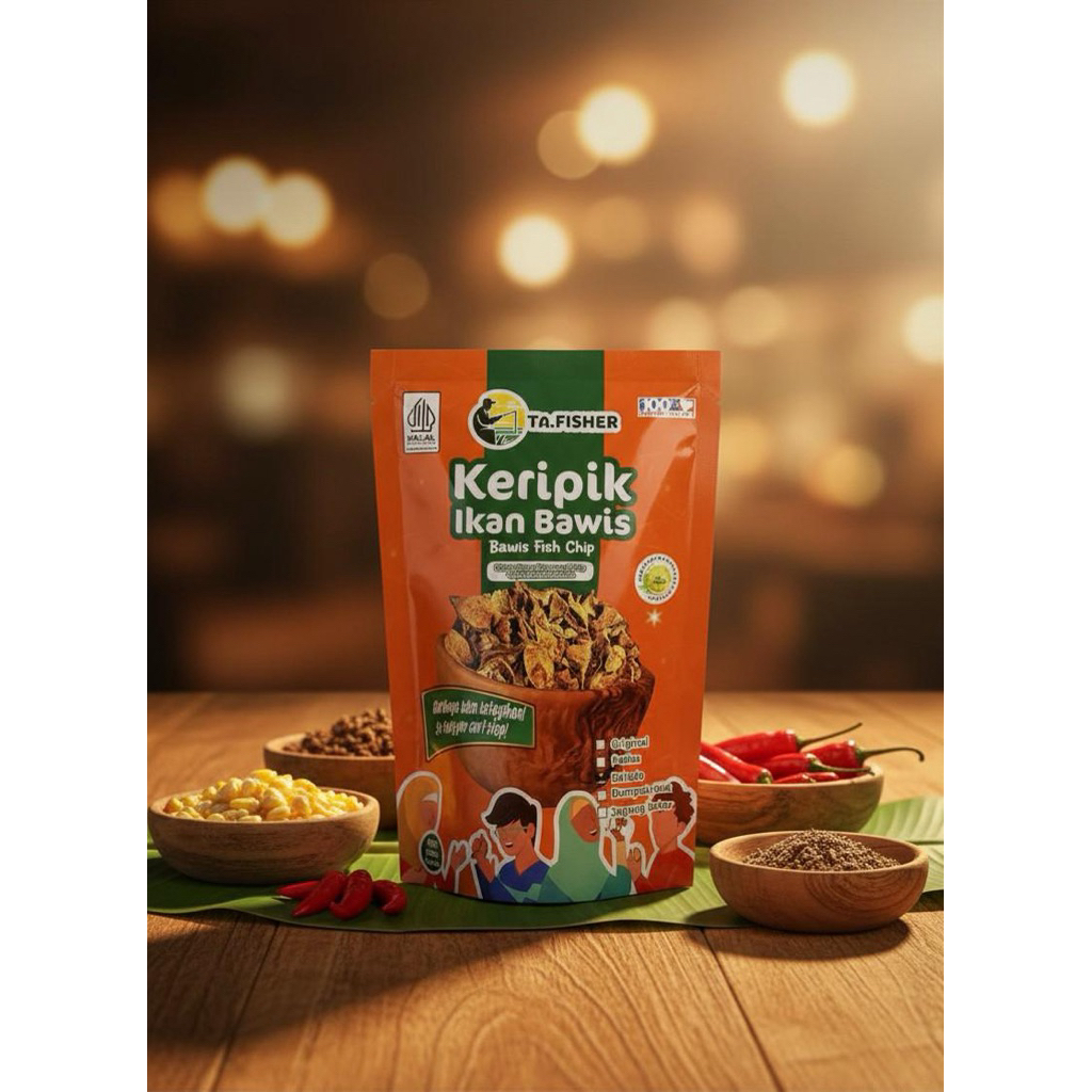 Keripik ikan / keripik ikan bawis/ oleh oleh kalimantan/ oleh oleh khas Bontang/ Cemilan sehat & ber