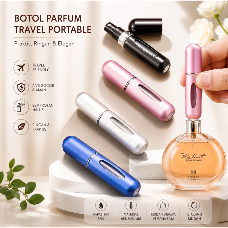 SUPERMARKET Botol Parfum Mini 5ML Travel Size Refill Spray Portable Aesthetic Mewah | Botol Parfum I