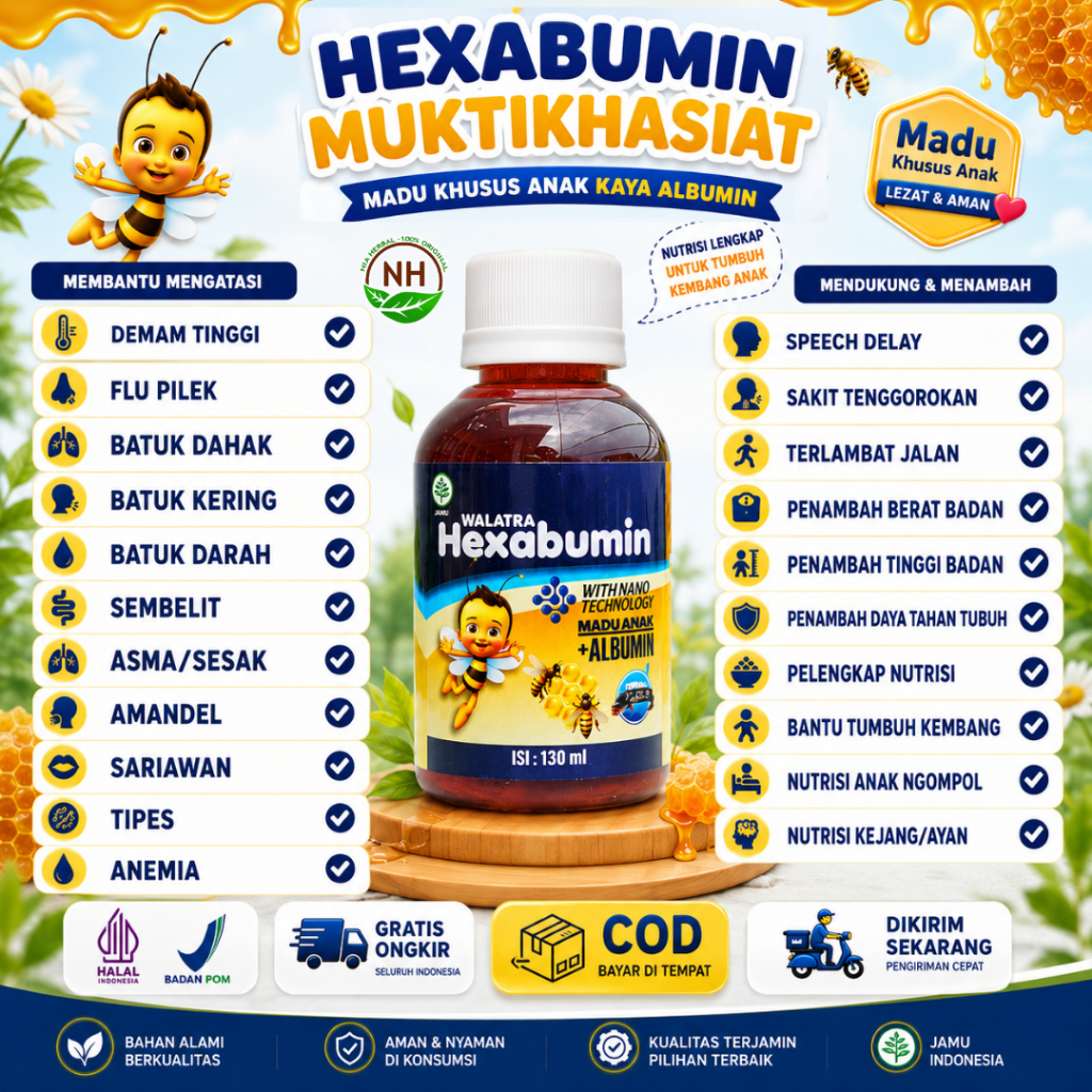 Obat Terlambat Jalan Anak Balita - Nutrisi Bantu Kekuatan Otot - Madu Mendukung Tumbuh Kembang Anak 