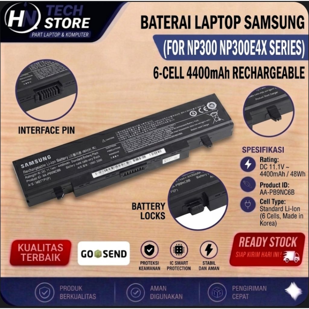 BATERAI LAPTOP SAMSUNG ORIGINAL NP300 NP300E4X NP305 NP350 NP355 SERIES