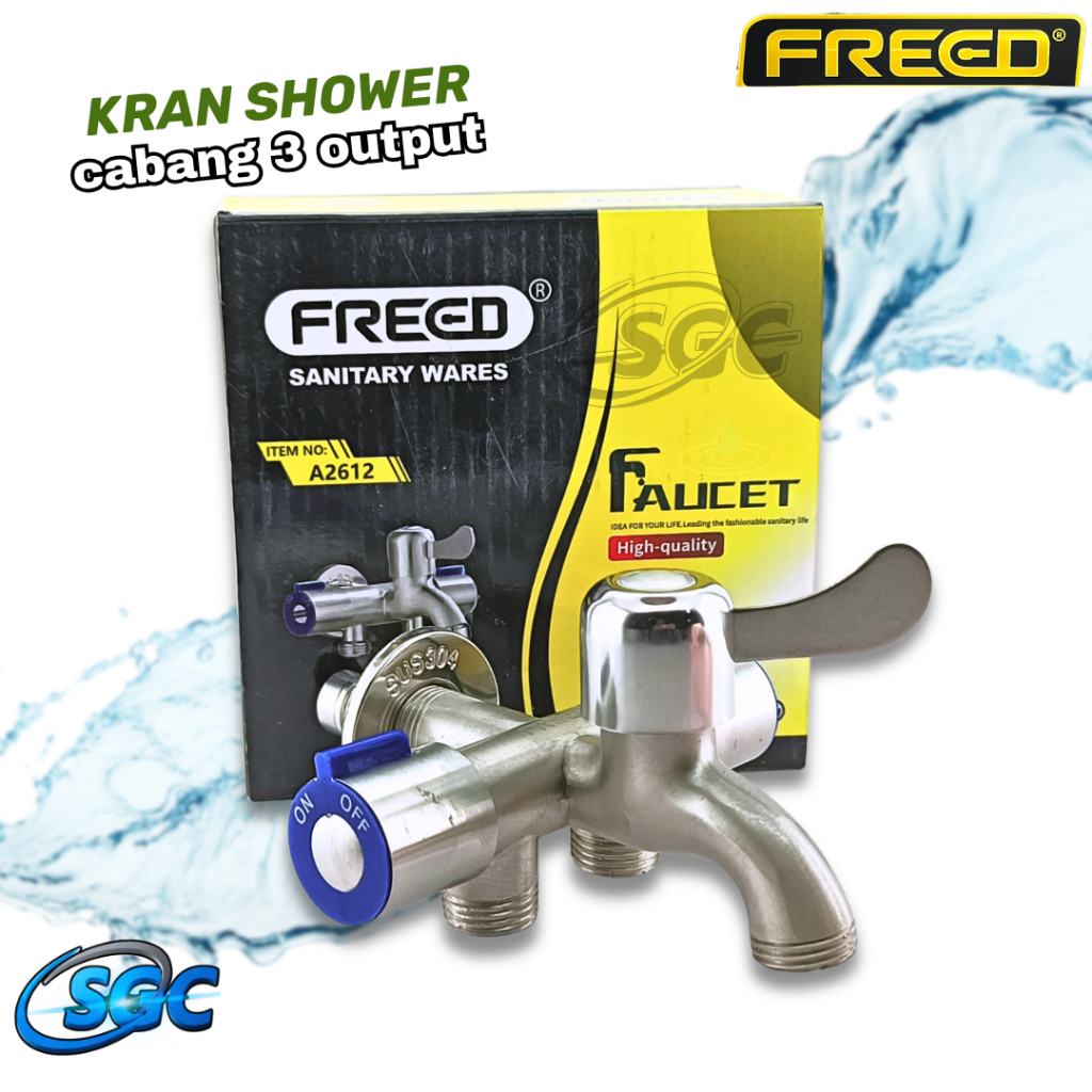 Kran Shower FREED Cabang 3 Output Stainless Steel Kran Air Multifungsi Kamar Mandi