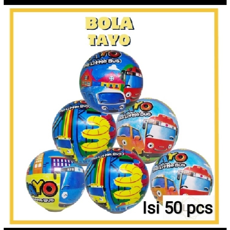Grosir Isi 50 Pcs Bola Karet Karakter TAYO/Bola Karet Ukuran 22Cm