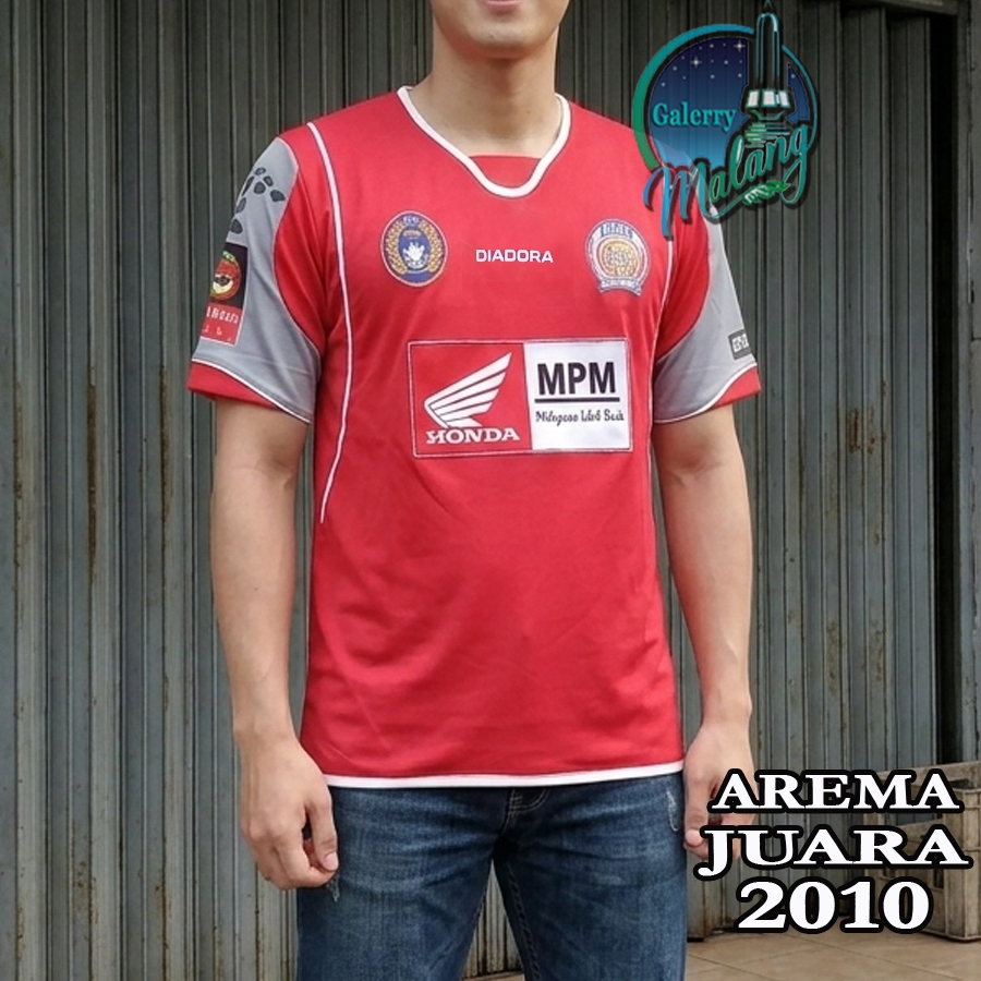 KAOS AREMA JERSEY AREMA 2010 AWAY MERAH LOGO BORDIR malang galerry