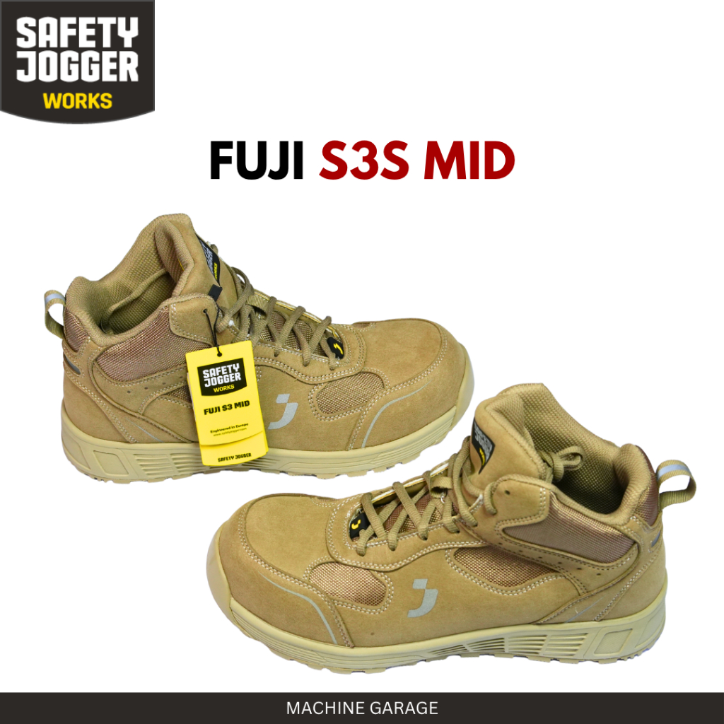 Safety Jogger Fuji S3S MID Taupe Sepatu Kerja Proyek Ringan Anti Selip Tahan Air ESD-certified Bernapas Pelindung Jari Kaki