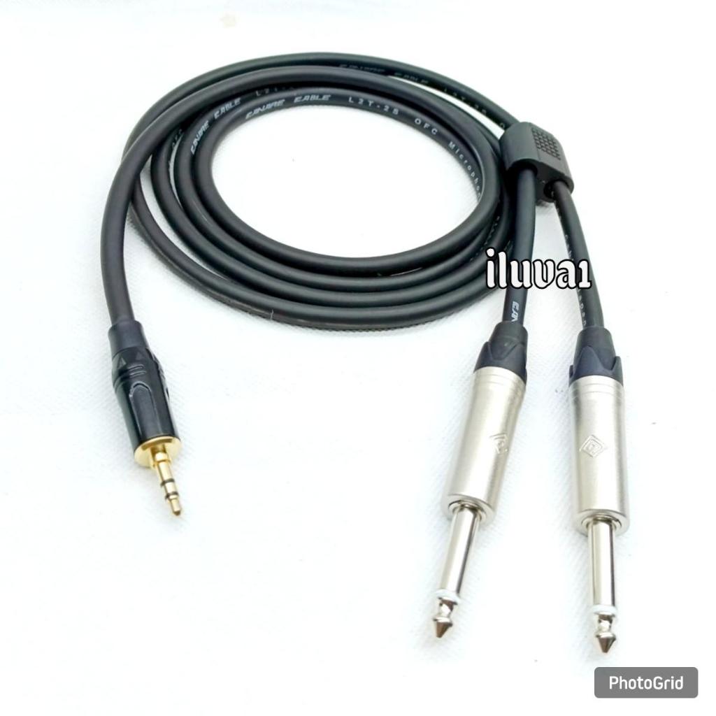 Jack audio 3,5 stereo to dual jack akai 6,5 kabel hp ke mixer