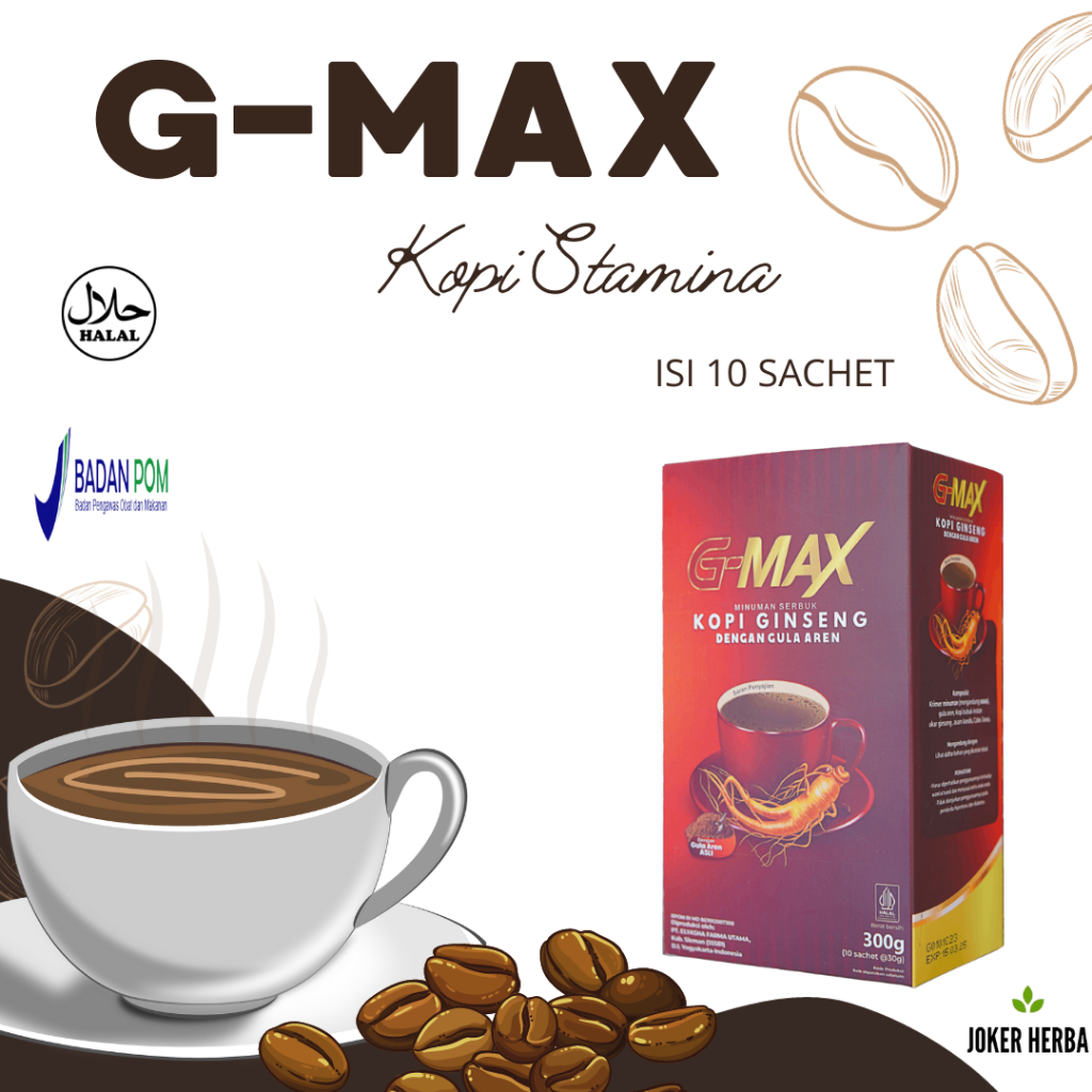 Kopi gmax dengan rasa Gula aren dan Ginseng Alami sudah BPOM