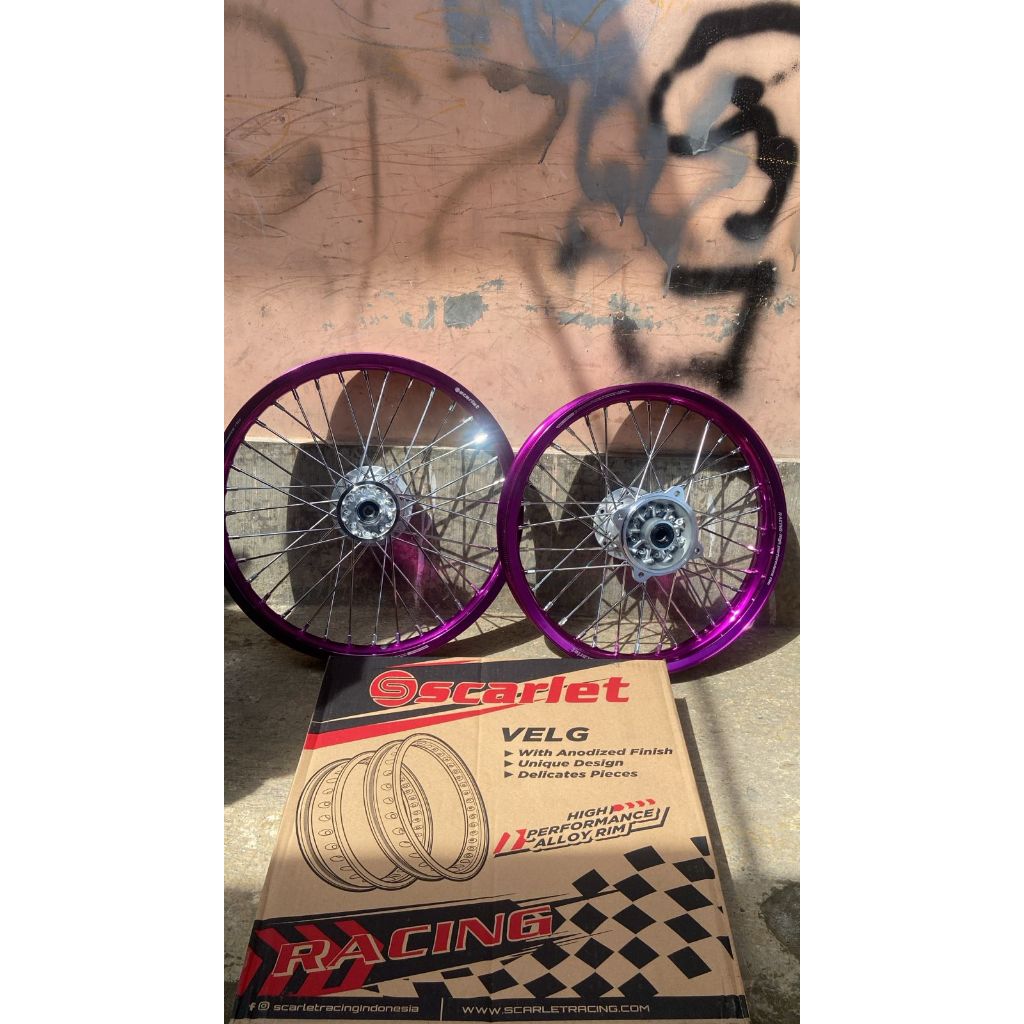 Paket Roda Supermoto Kawasaki KLX  Velg Scarlet Ukur 160/185 Ring 16 & 17 Tanpa Ban