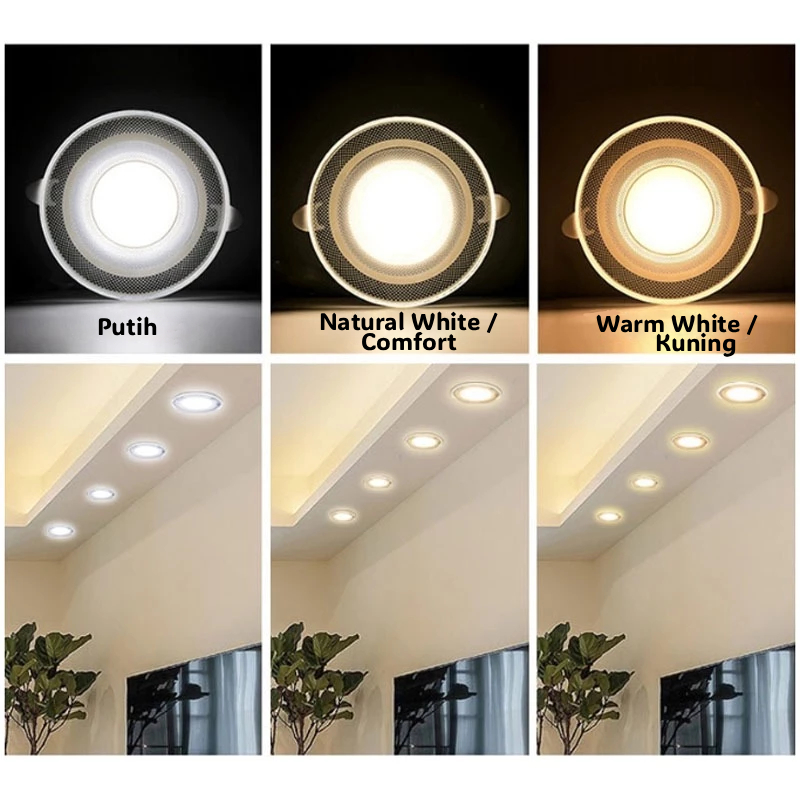 [MURAH] Downlight 5 watt Lampu 3 Warna LED Super Terang Hemat Energi
