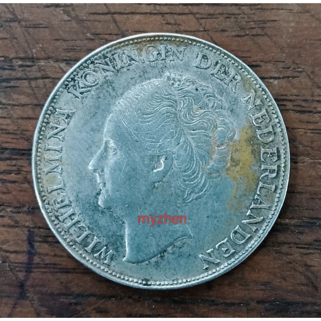 (AS)koin perak wilhelmina 1G 1943 asli