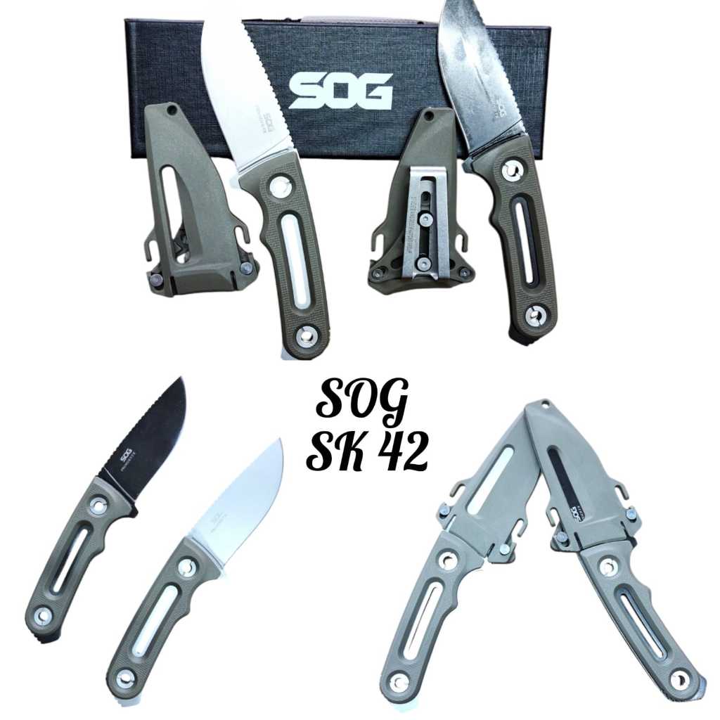 Pisau Tactical SOG SK42 Full Tang Outdoor Survival Camping Hunting EDC + Sarung Kydex