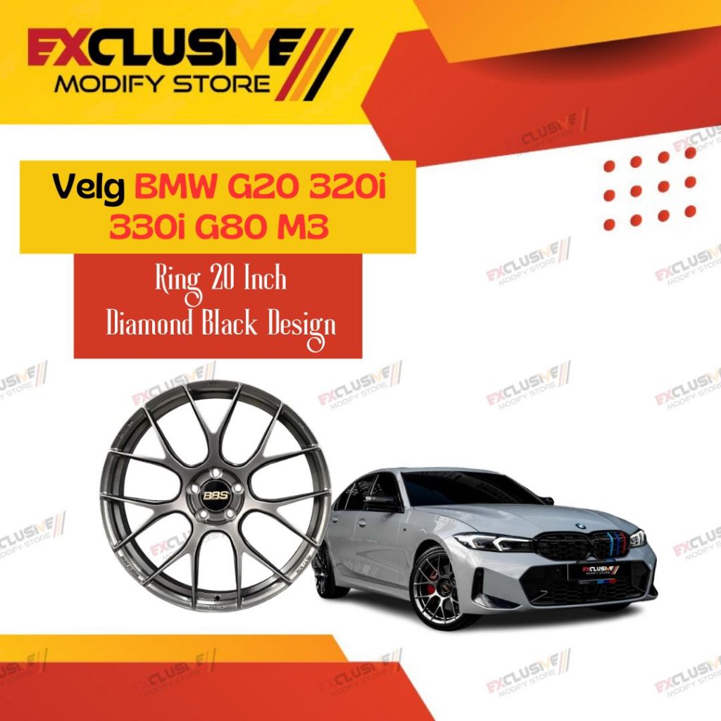 BMW G20 320i 330i G80 M3 UPGRADE VELG R20 FORGED ALUMINIUM WHEELS PREMIUM MODEL BBS REV7 DIAMOND BLA
