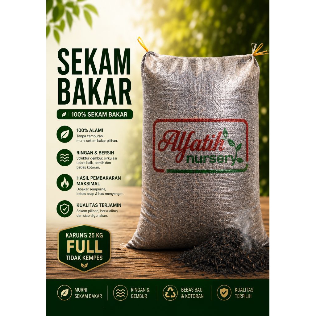 Media Tanam Sekam Bakar Atau Arang Sekam Karung 25kg 100% Arang Sekam