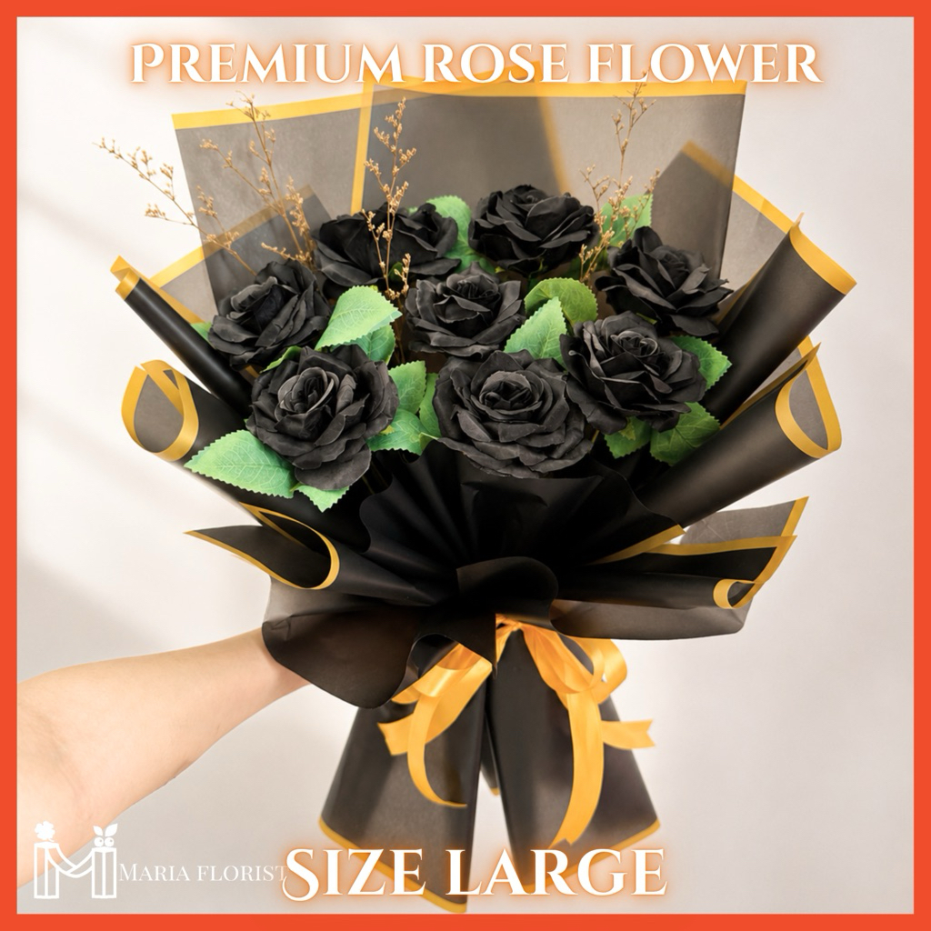 READY JAKARTA Buket Premium Rose Besar Artificial 8 Stem - Buket Wisuda Seminar Kompre Ultah Lamaran