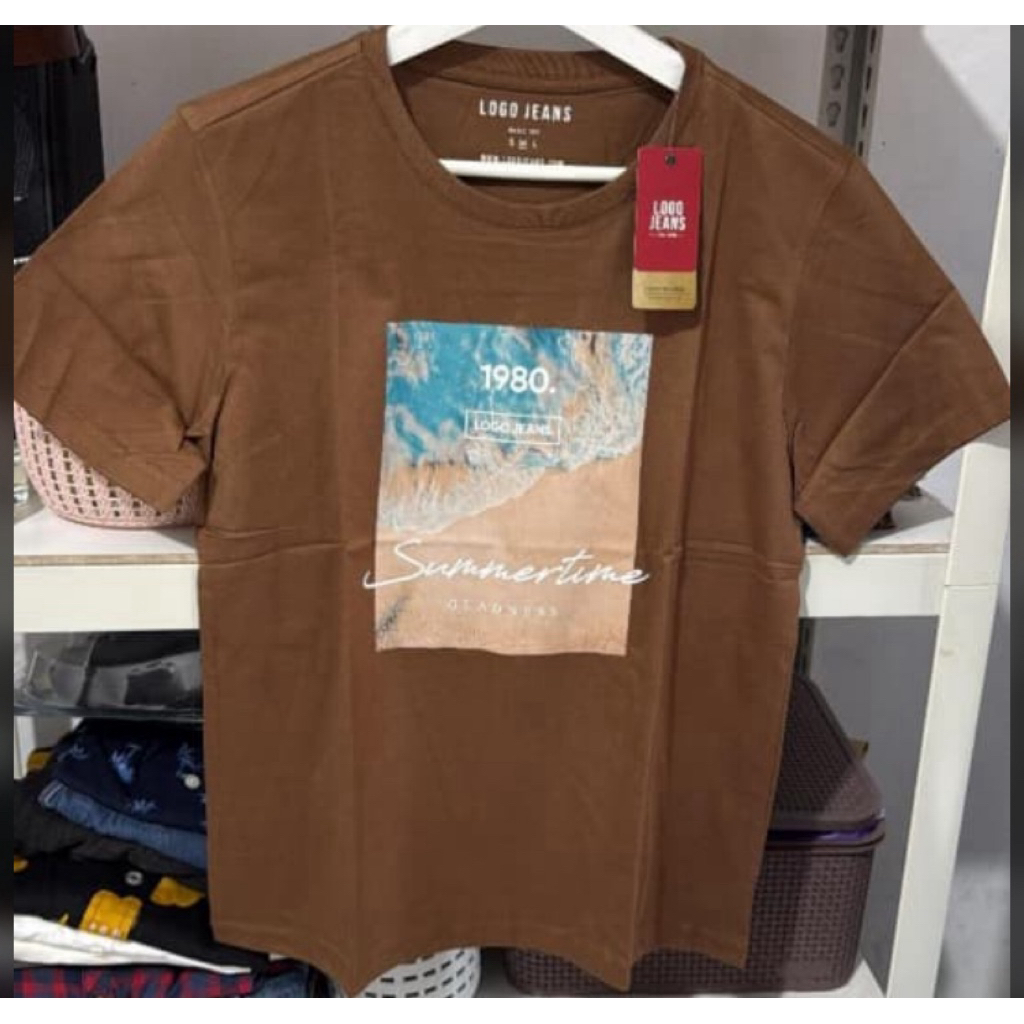 Crop T-Shirt Logo Jeans Wanita Korean Style Premium