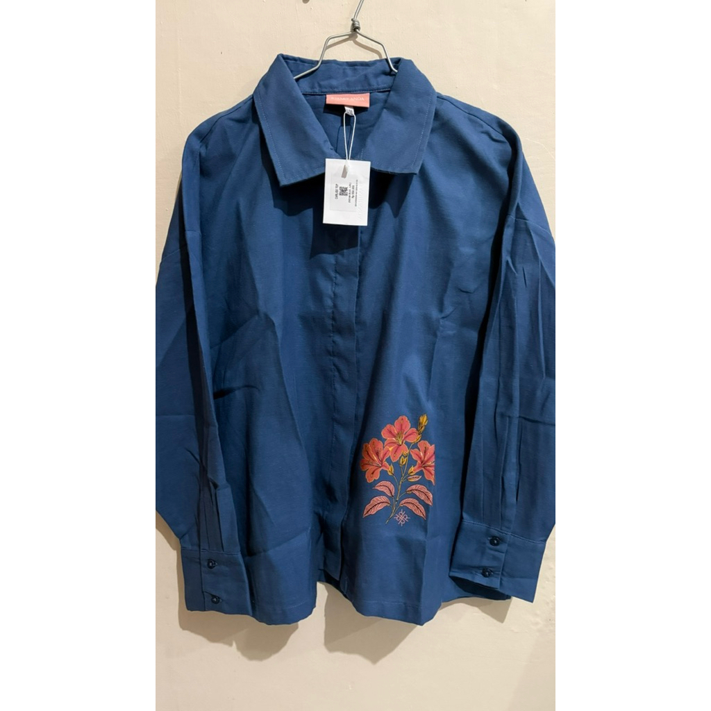 (Kalau Split pay 475rb) NEW UNDER HARGA TAG Riamiranda RM Carlise Top Ocean Blue LXL Atasan Riamiran