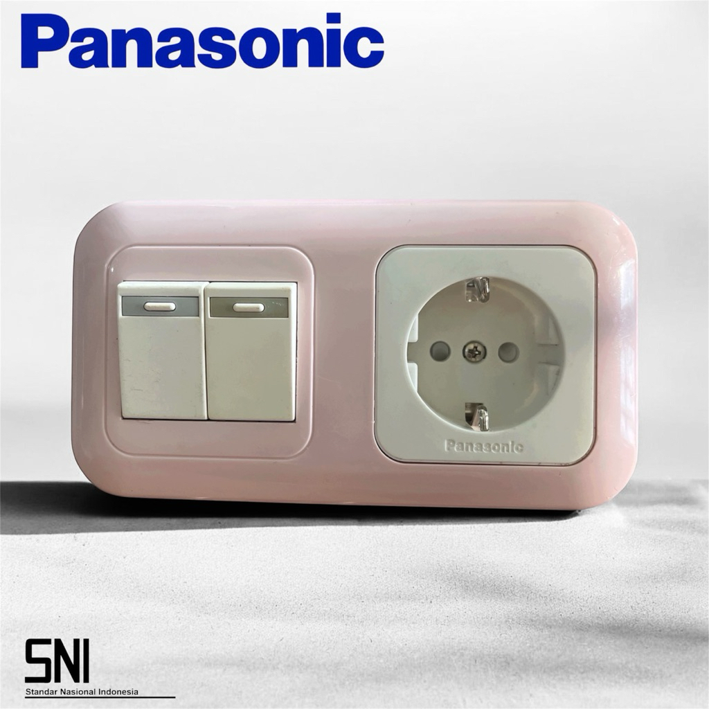 Panasonic Saklar Ganda dengan Stop Kontak Pink WEJP1121TN-7
