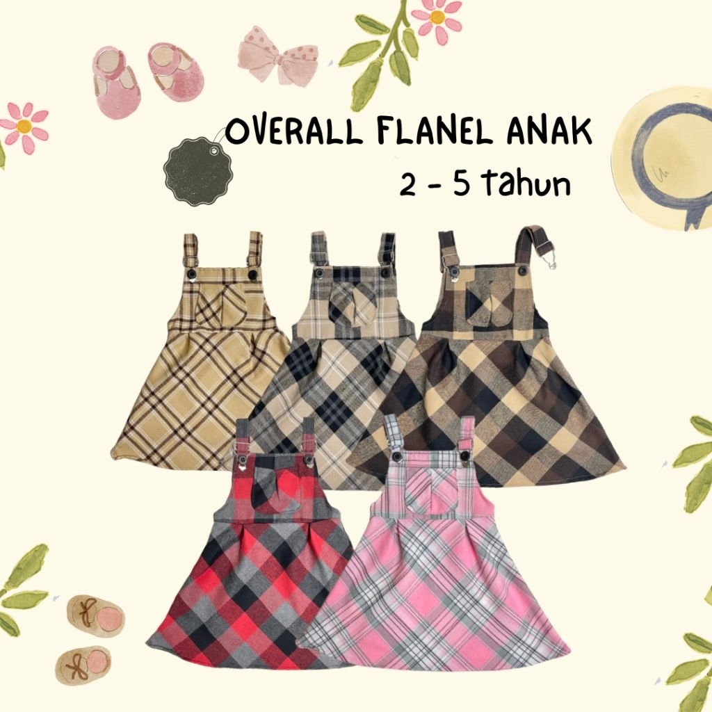 OVERALL ANAK PEREMPUAN 2 - 5 TAHUN/ OVERALL ROK FLANEL ANAK PEREMPUAN/OVERALL KOTAK-KOTAK ANAK PEREM