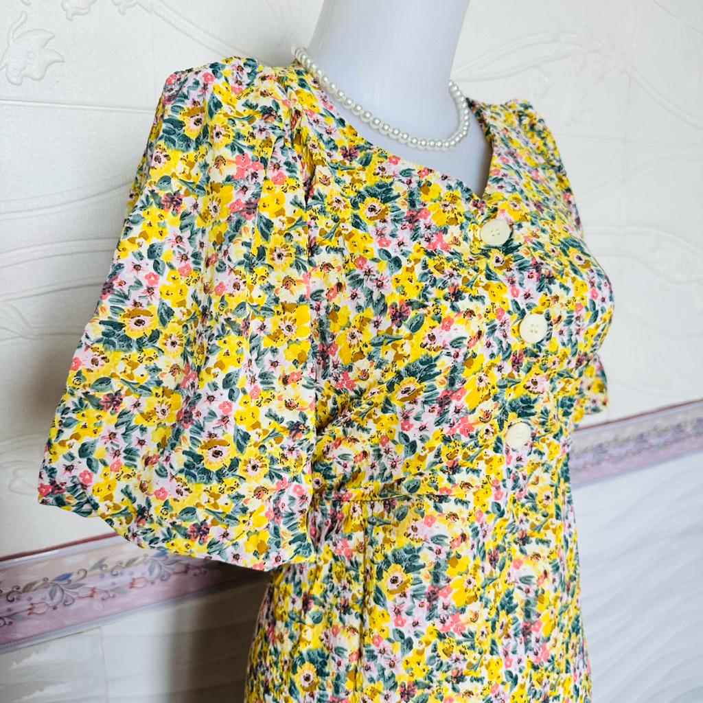 kuning long dress vintage pantai