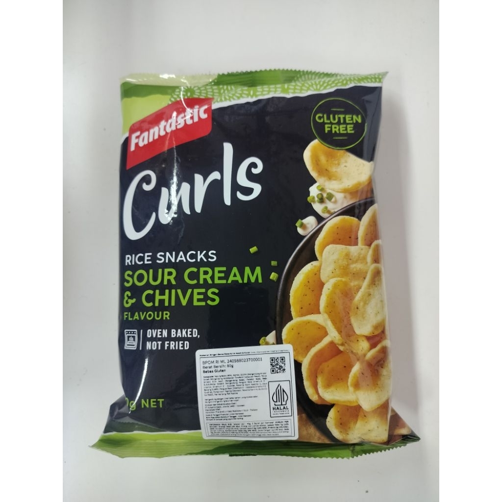 Curls Rice Snacks Sour Cream & Chives 80gr