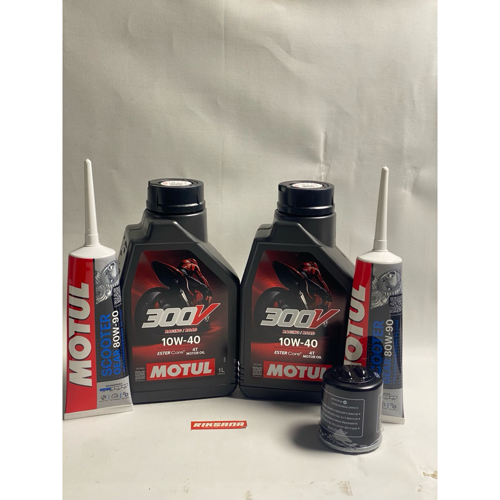 Paket Oli Motul Vespa Matic 300v Oli Gardan Motul dan Filter Oli Original
