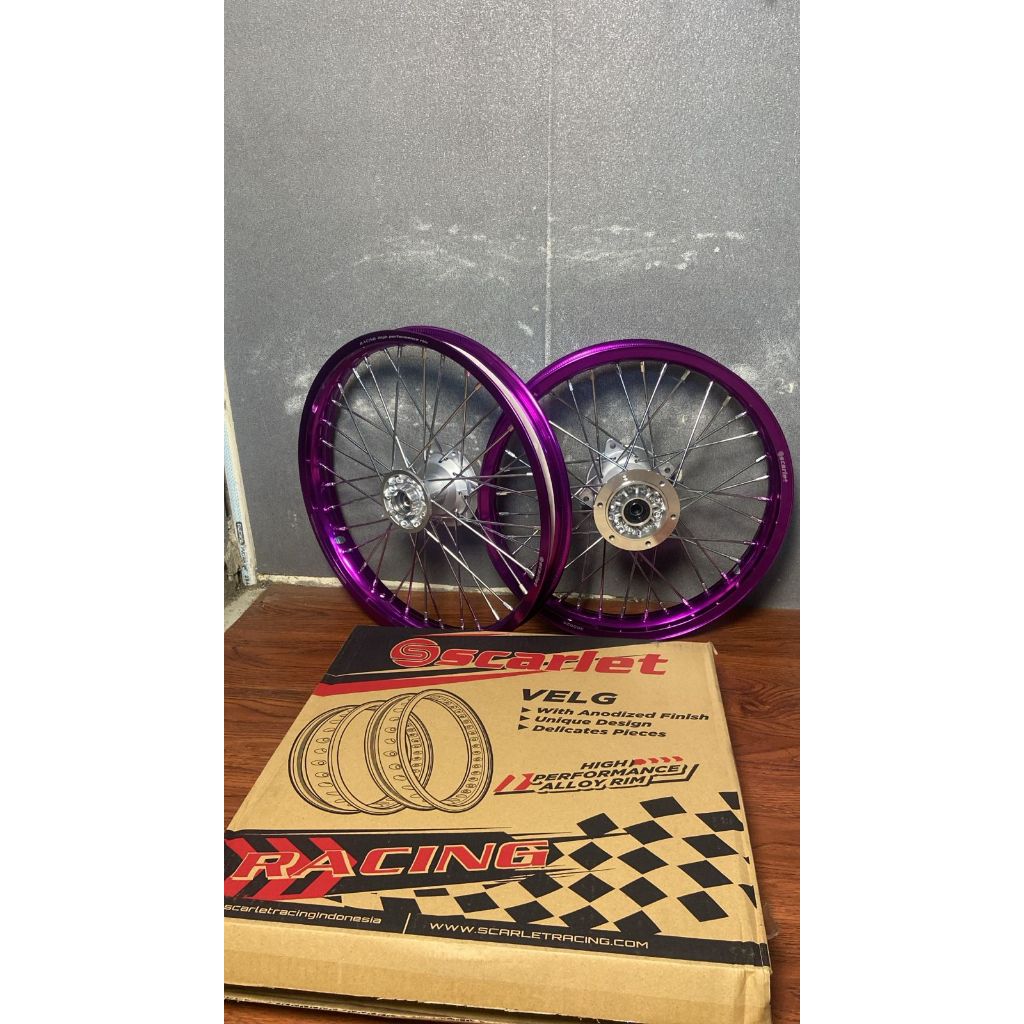 Paket Roda Supermoto Kawasaki KLX  Velg Scarlet Ukur 160/185 Ring 16 & 17 Tanpa Ban