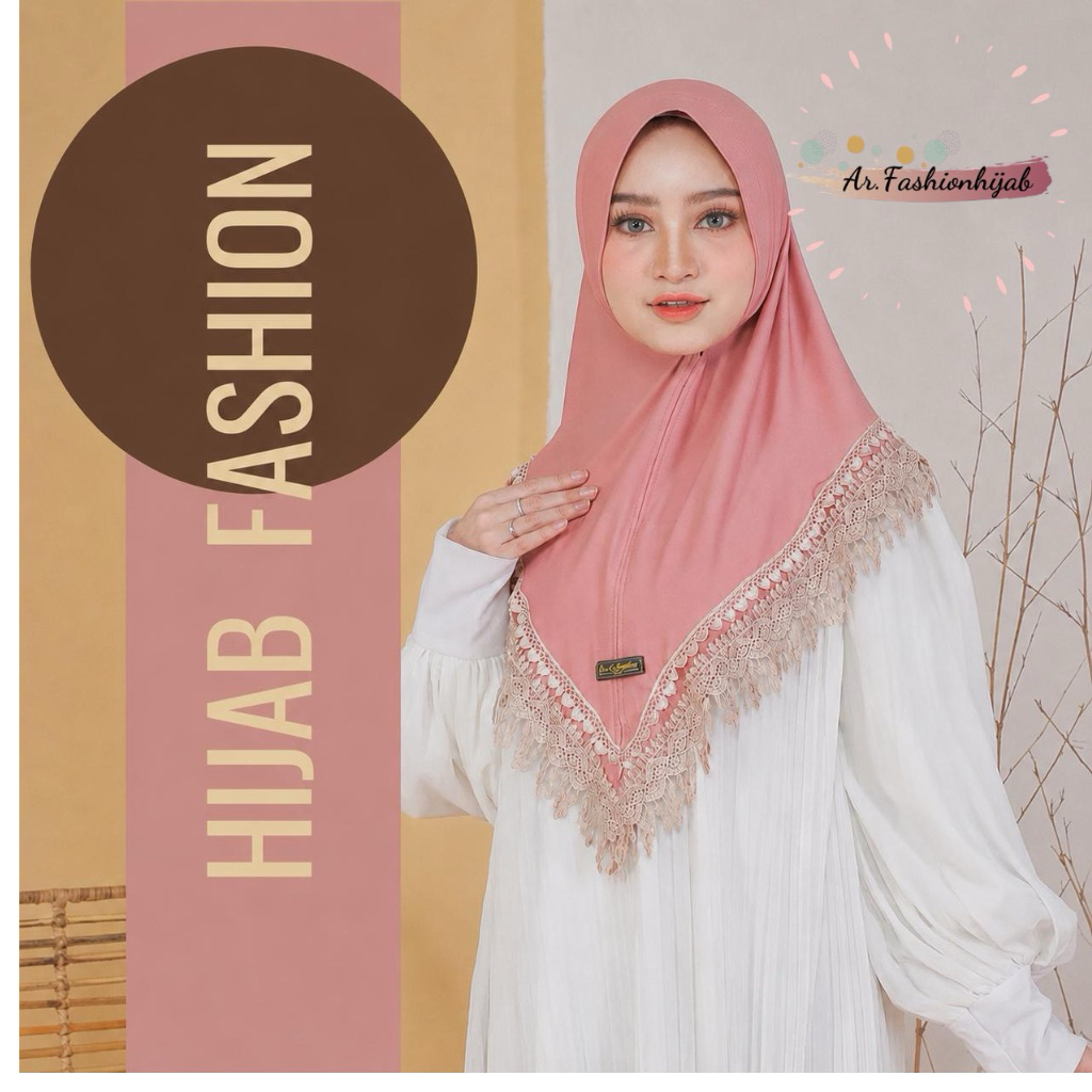 AR. FASHIONHIJAB JILBAB INSTAN RENDA 2SUSUN HIJAB INSTAN JERSEY RENDA RUMBE
