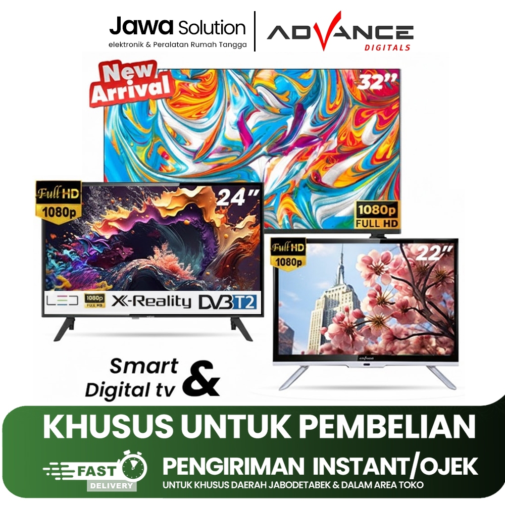 [KHUSUS INSTANT] ANDROID TV ADVANCE LED TV ADVANCE ADV-3203A 32 INCH - FULL HD TV DIGITAL TV FRAMELE