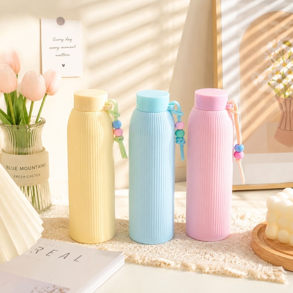 BOTOL MINUM KACA MACARON 500ML + DOS/BOTOL KACA MACARON/BOTOL KACA SILICON/SOUVENIR MURAH UNIK