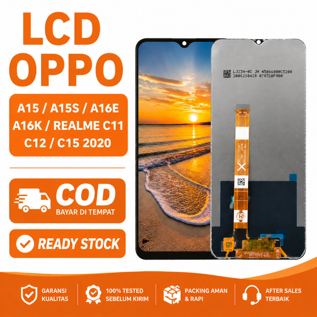 LCD Fullset Touchscreen OPPO A15/A15S Realme C11/C12/C15/C15 QUALCOMM Layar Sentuh HP Original Garan