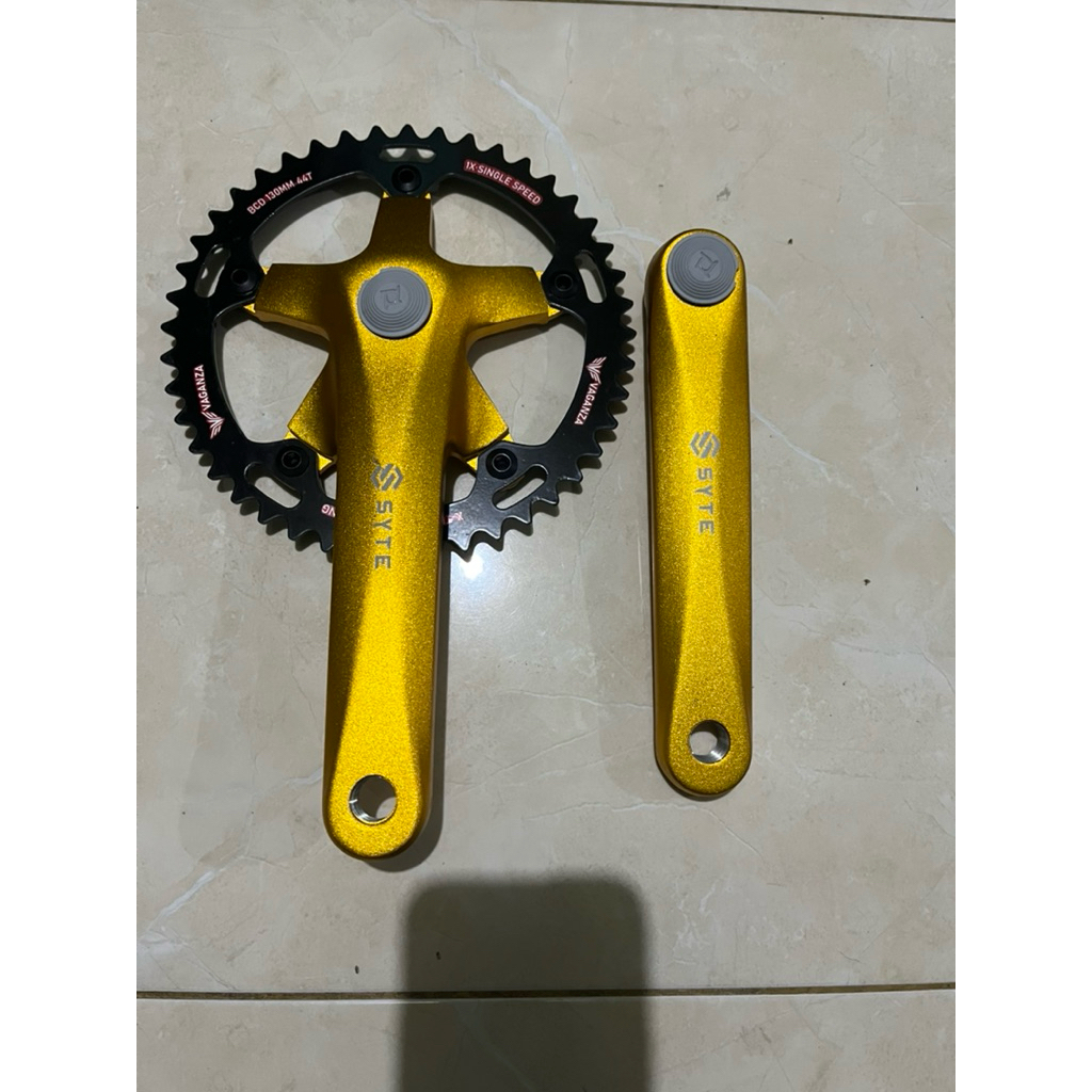 SYTE Crankset Sepeda Hollowtech HT1 Single Chainring 44T Alloy BMX FIXIE