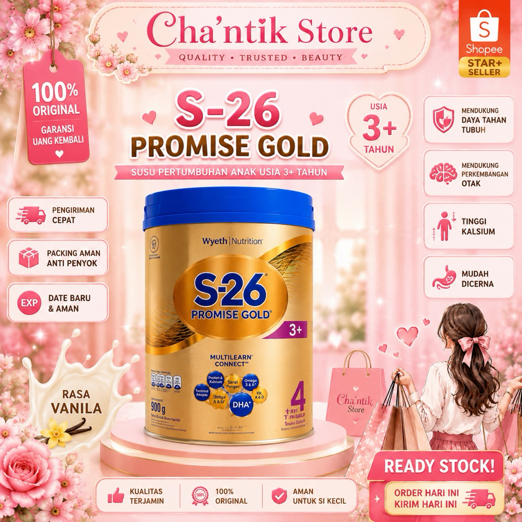 S26 Promise Gold Tahap 4 900g Vanilla Susu Pertumbuhan Anak 3+ Tahun Original