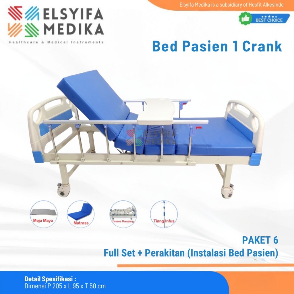 Bed Pasien ABS Manual 1 Crank - Ranjang Rumah Sakit 1 Engkol ABS - Tempat Tidur Rumah Sakit