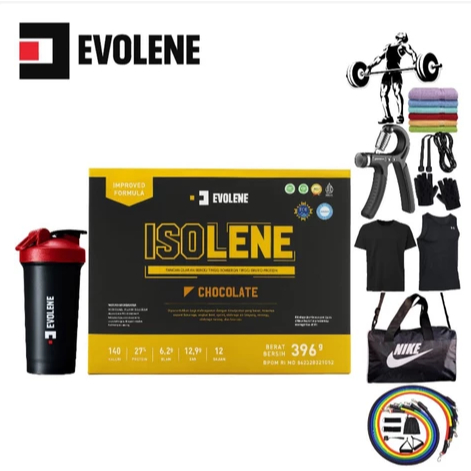 ISOLENE Whey Protein Isolate EVOLENE | 1 Box isi 12 sachet BPOM & Halal | susu Tinggi Protein untuk 