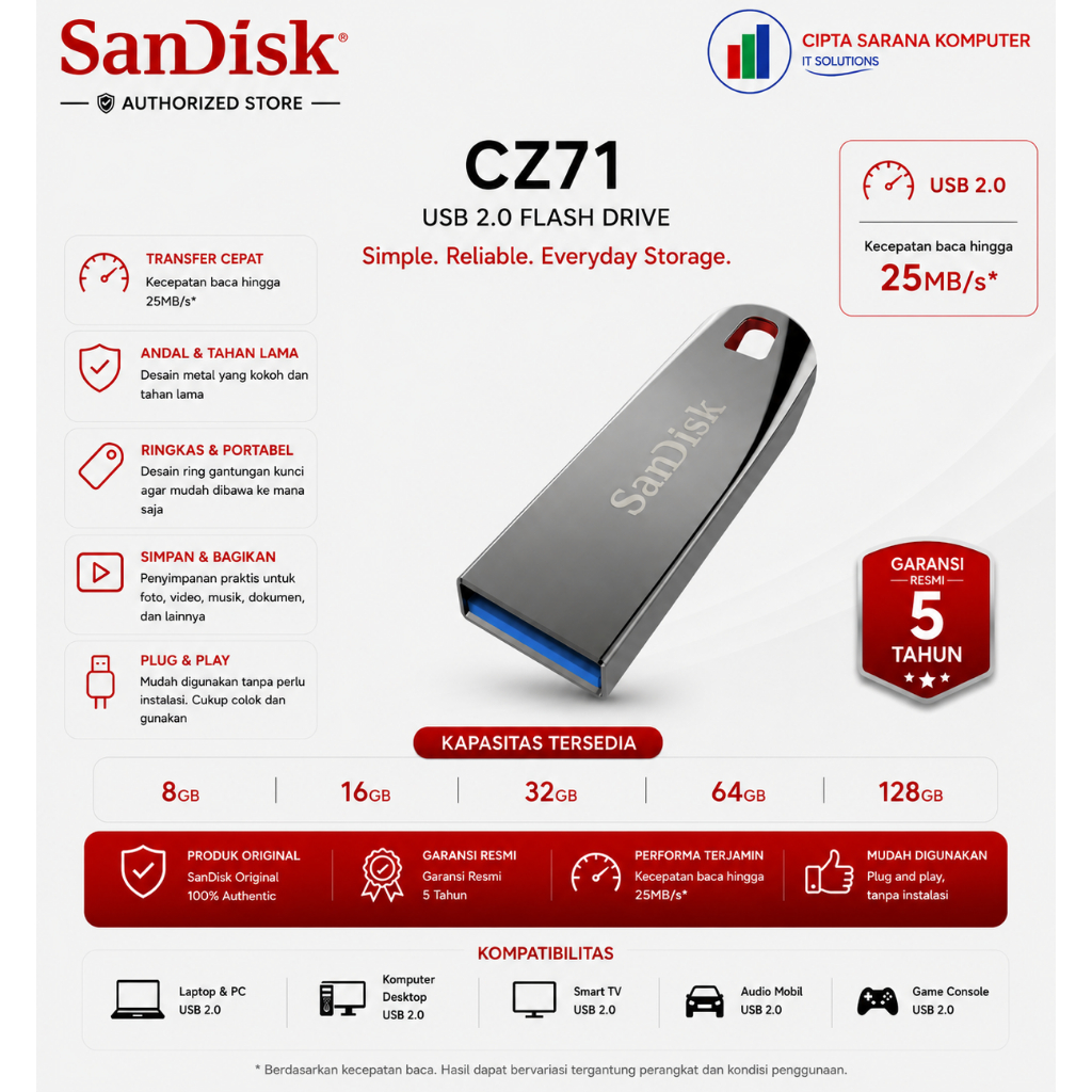 FlashDisk SANDISK Cruzer Force CZ71 - 64GB